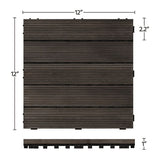 Topeakmart Pack of 27 Interlocking Wood Flooring Tiles Indoor & Outdoor for Patio Garden Deck Poolside 12''x12'' Dark Brown
