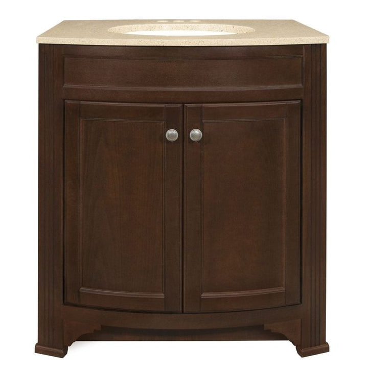 Style Selections Delyse 30.75-in Auburn Single Sink Bathroom Vanity with Cappuccino Solid Surface Top