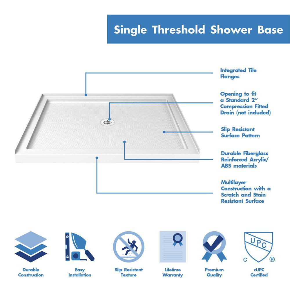 Infinity-Z 36 in. x 48 in. Semi-Frameless Sliding Shower Door in Chrome with Center Drain Base and Backwalls - Super Arbor