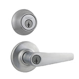 Delta Satin Chrome Exterior Combo Pack Door Knob Featuring SmartKey Security - Super Arbor