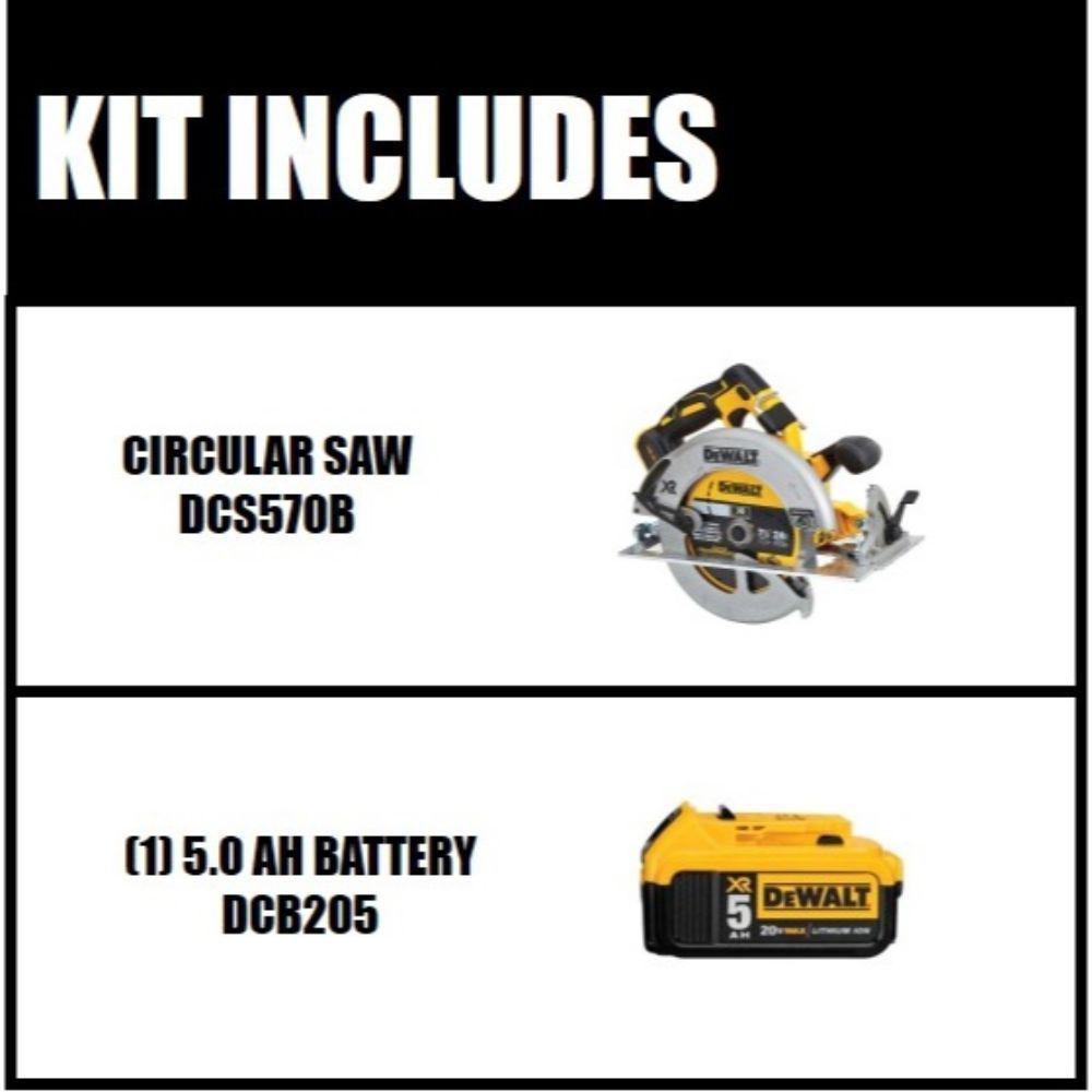 20-Volt MAX XR Li-Ion Brushless Cordless 7-1/4 in. Circular Saw with Brake (Tool-Only) with 20-Volt Li-Ion Battery 5 Ah - Super Arbor