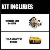 20-Volt MAX XR Li-Ion Brushless Cordless 7-1/4 in. Circular Saw with Brake (Tool-Only) with 20-Volt Li-Ion Battery 5 Ah - Super Arbor