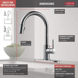 Delta Trinsic Arctic Stainless 1-Handle Deck-Mount Pull-Down Handle Kitchen Faucet