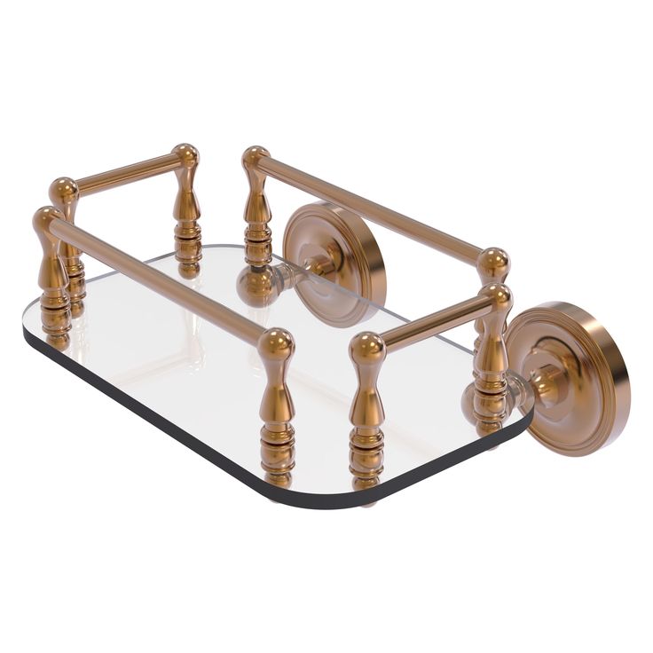 Allied Brass Prestige Regal Collection Wall Mounted Glass Guest Towel Tray in Antique Copper