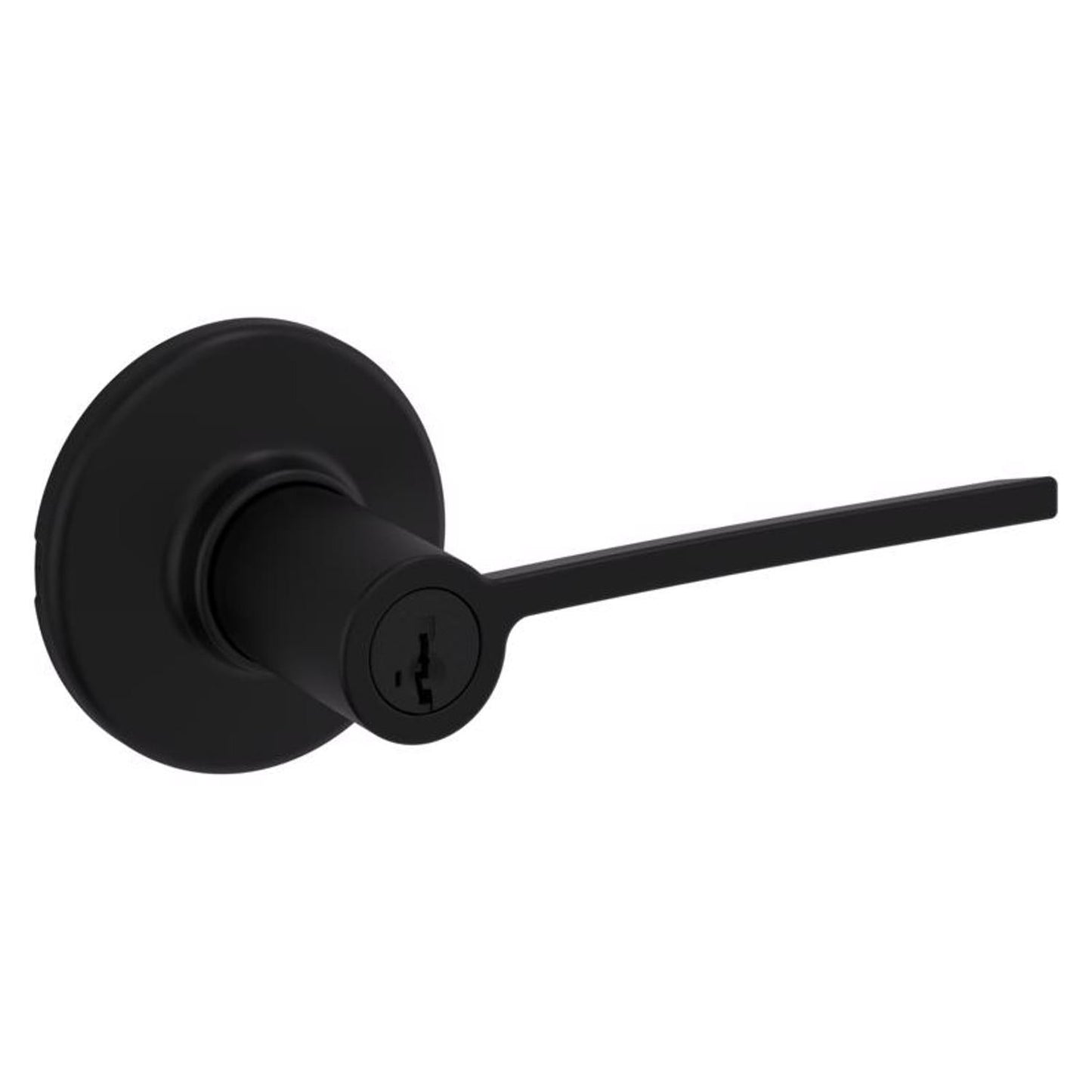 Kwikset Ladera Matte Black Keyed Entry Lever, ANSI/BHMA Grade 3, 2-3/4 in Backset