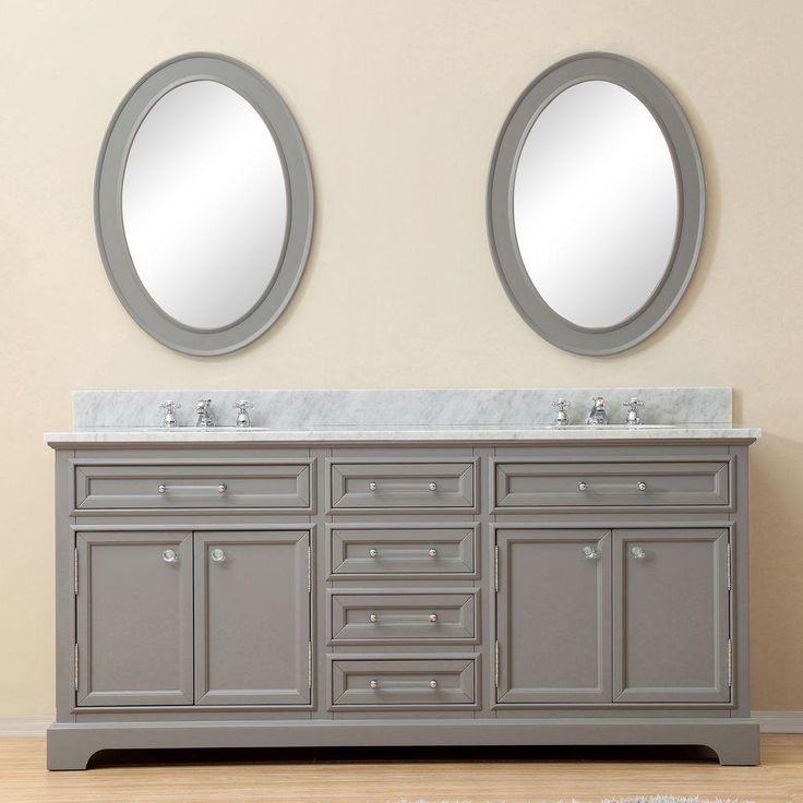 72 in. W x 21.5 in. D x 34 in. H Vanity in Cashmere Grey with Marble Vanity Top in Carrara White