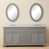 72 in. W x 21.5 in. D x 34 in. H Vanity in Cashmere Grey with Marble Vanity Top in Carrara White