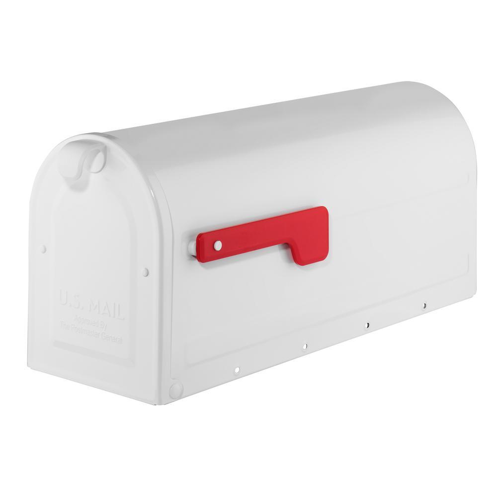 MB1 Post Mount Mailbox Red with Silver Flag - Super Arbor