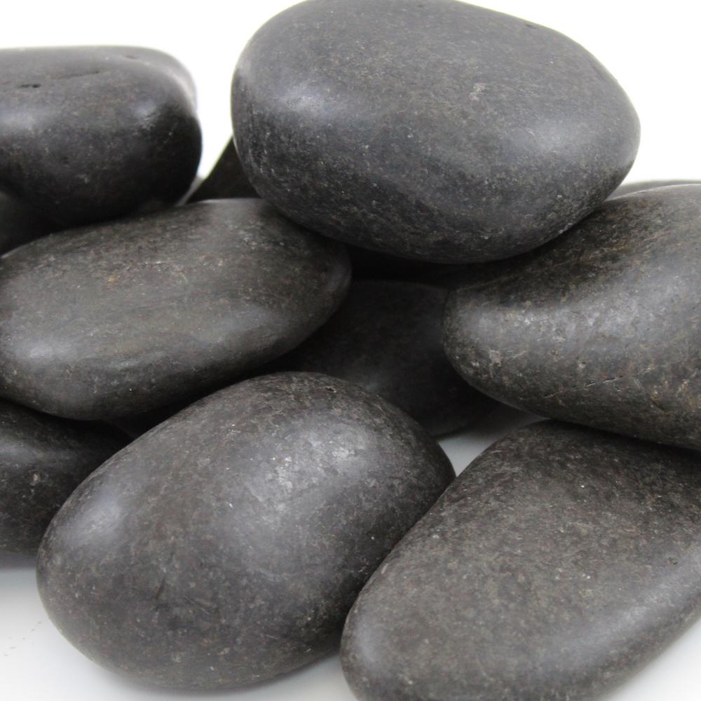 Rain Forest 0.40 cu. ft. 2 in. to 3 in. 30 lbs. Large Black Grade A Polished Pebbles
