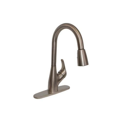 EZ-FLO Sterling Brushed Nickel 1-Handle Deck-Mount Pull-Down Handle Kitchen Faucet (Deck Plate Included)