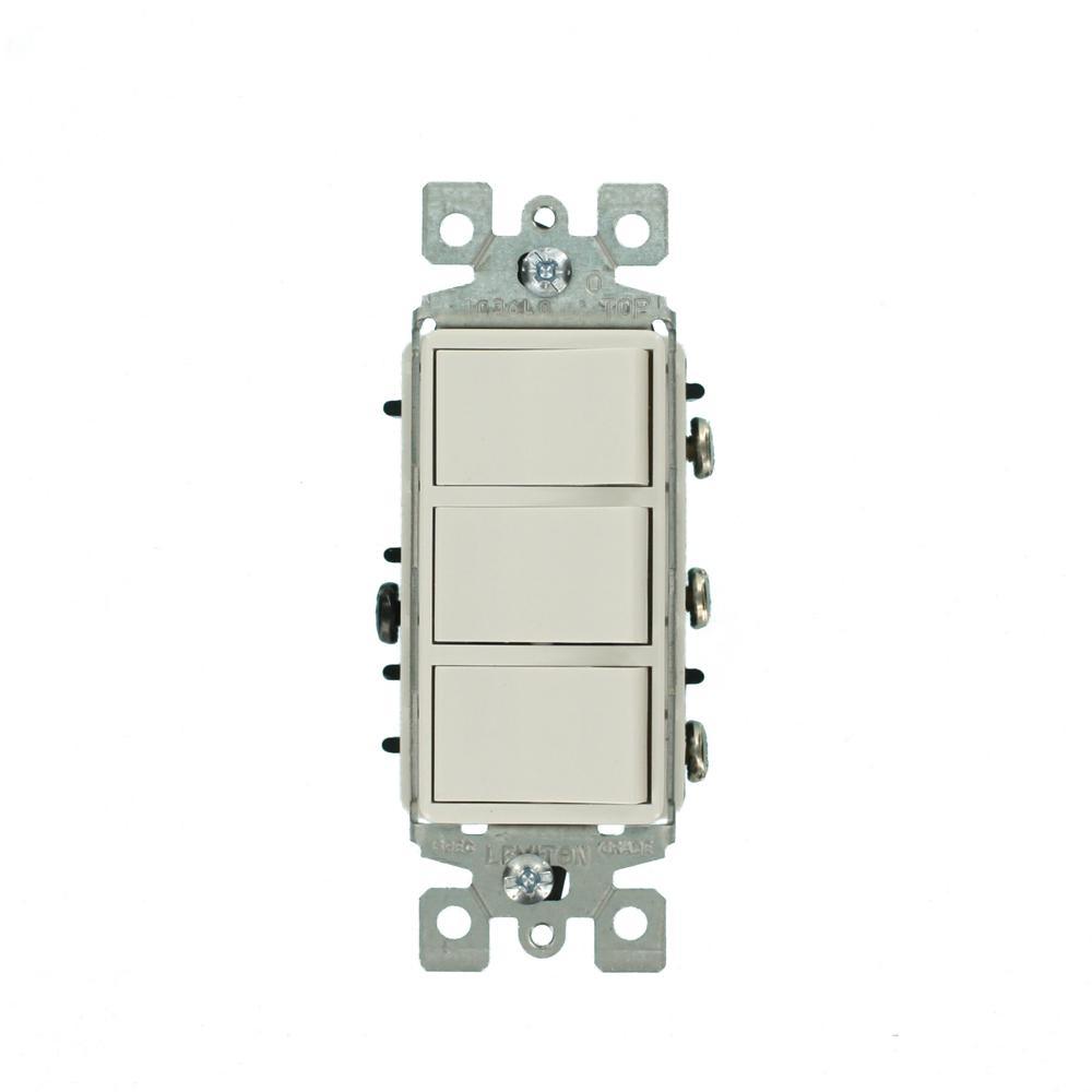 Decora 15 Amp 3-Rocker Combination Switch, White - Super Arbor