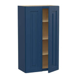 Home Decorators Collection Grayson 24 in. W x 12 in. D x 42 in. H Assembled Plywood Wall Kitchen Cabinet in Mythic Blue with Soft Close