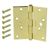 4 in. Solid Brass Square Corner Security Door Hinge