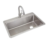 Avenue Stainless Steel 33 in. Single Bowl Undermount/Drop-in Kitchen Sink with Faucet and Workstation Kit