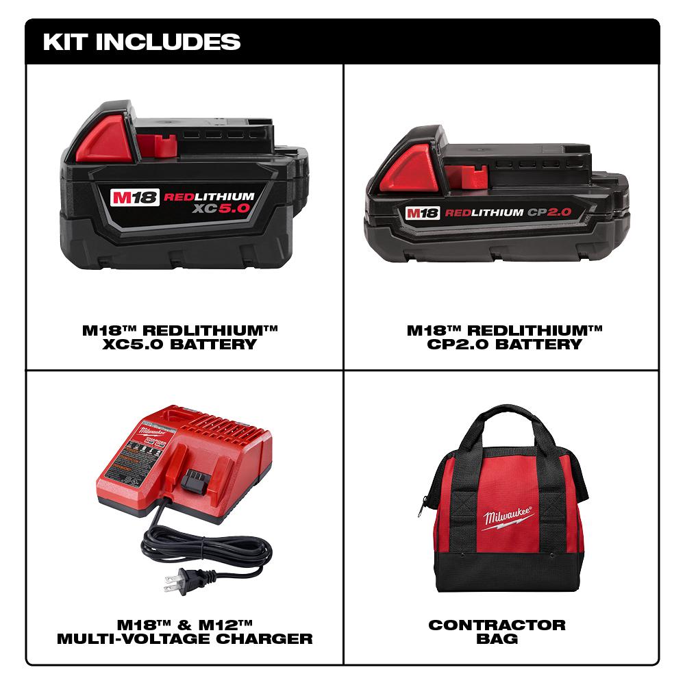 M18 18-Volt Lithium-Ion Starter Kit with One 5.0 Ah and One 2.0 Ah Battery and Charger - Super Arbor