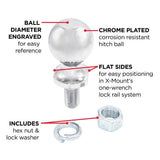 TowSmart 2 in. Chrome Hitch Ball - Super Arbor