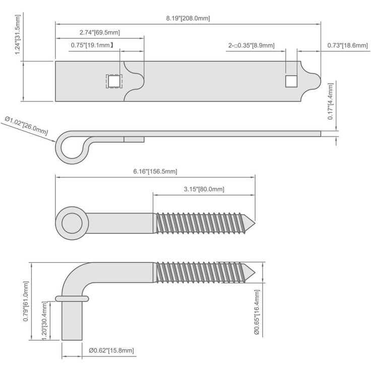 Everbilt 8 in. Zinc Plated Screw Hook and Strap Hinge