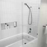 34 in. x 58 in. Frameless Fixed Panel Bathtub Door in Matte Black without Handle - Super Arbor