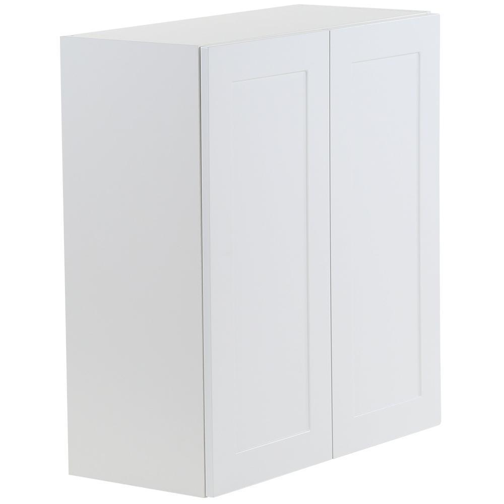 Cambridge Shaker Assembled 27x30x12 in. All Plywood Wall Cabinet with 2 Soft Close Doors in White - Super Arbor