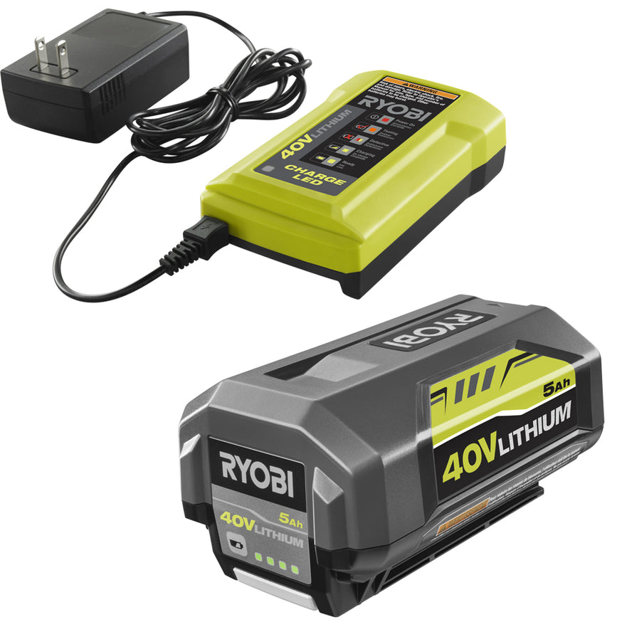 RYOBI 145 MPH 625 CFM 40V Lithium-Ion Cordless Backpack Blower Kit with 5.0Ah Battery and Charger