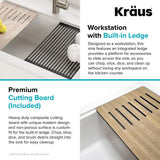 Bellucci 33in. CeramTek Granite/Quartz Composite Farmhouse ApronFront Single Bowl Kitchen Sink w/ Cutting Board in White - Super Arbor