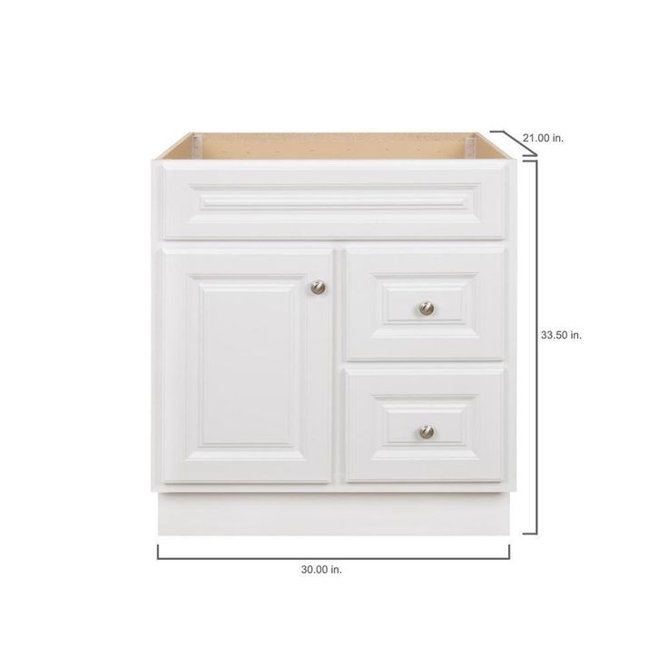 Hampton 30 in. W x 21 in. D x 33.5 in. H Bathroom Vanity Cabinet Only in White