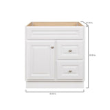 Hampton 30 in. W x 21 in. D x 33.5 in. H Bathroom Vanity Cabinet Only in White
