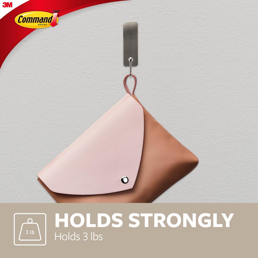 Medium Brushed Nickel Hooks (2-Hooks and 4-Adhesive Strips) - Super Arbor