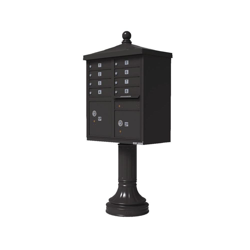 Vital 1570 8 Mailboxes 2 Parcel Lockers 1 Outgoing Pedestal Mount Cluster Box Unit - Super Arbor