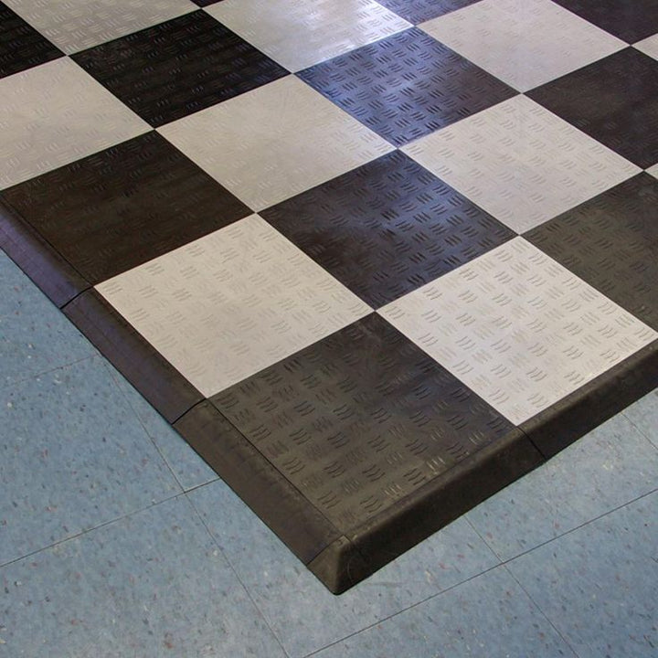 Greatmats Click Tile Black 2-3/8 in. x 12.14 in. x 5/8 in. Female Border Ramp with Loops (Case of 4)