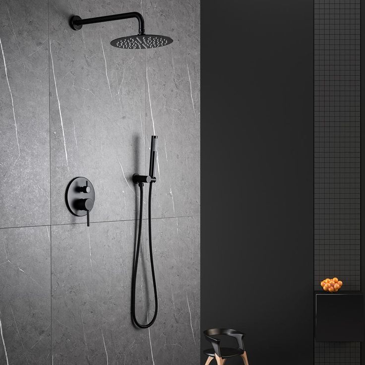 1-Spray Patterns 1.8 GPM 10 in. Dual Shower Head and Handheld Shower Head with Body Spray in Matte Black