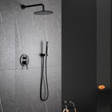 1-Spray Patterns 1.8 GPM 10 in. Dual Shower Head and Handheld Shower Head with Body Spray in Matte Black