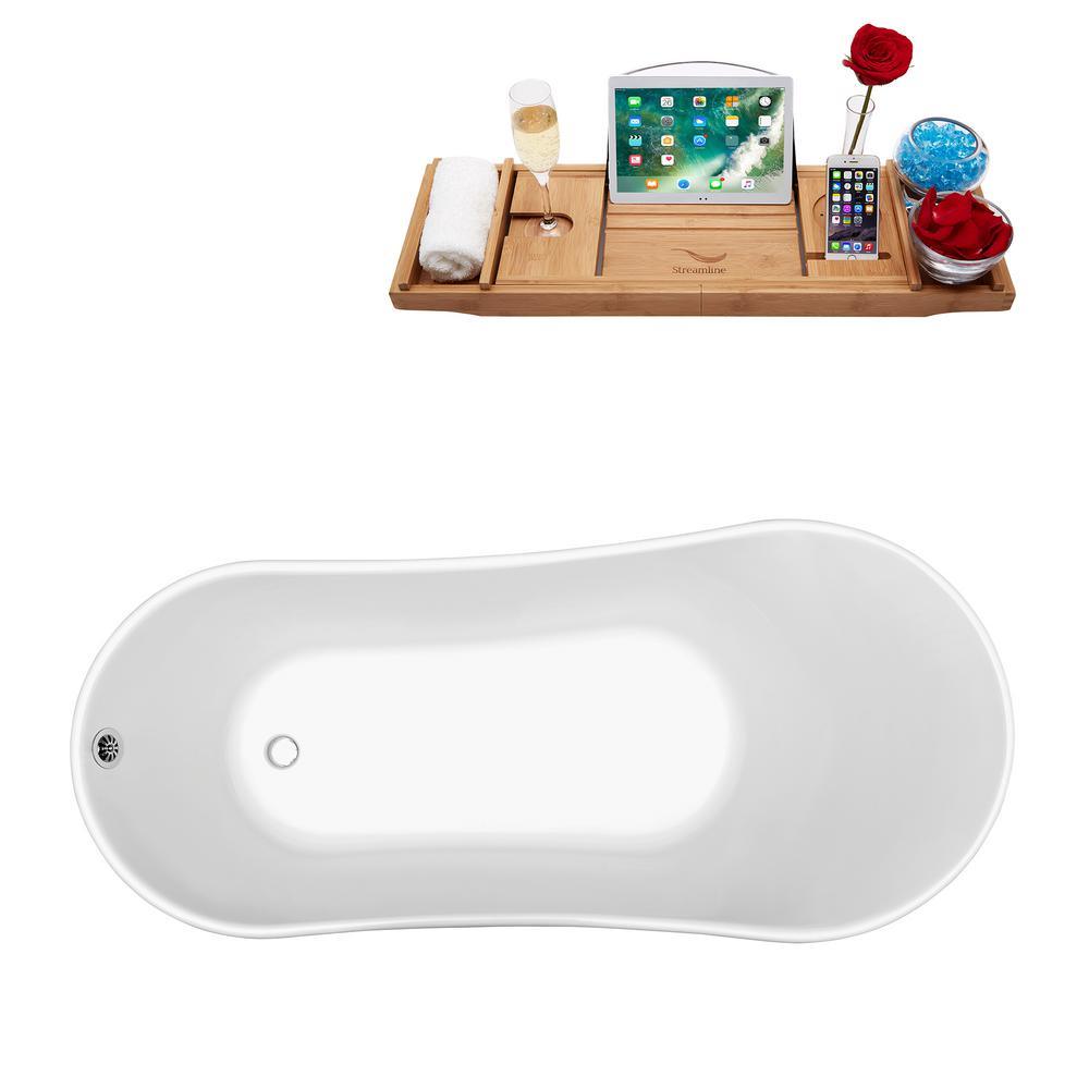 59.1 in. Acrylic Clawfoot Non-Whirlpool Bathtub in White - Super Arbor