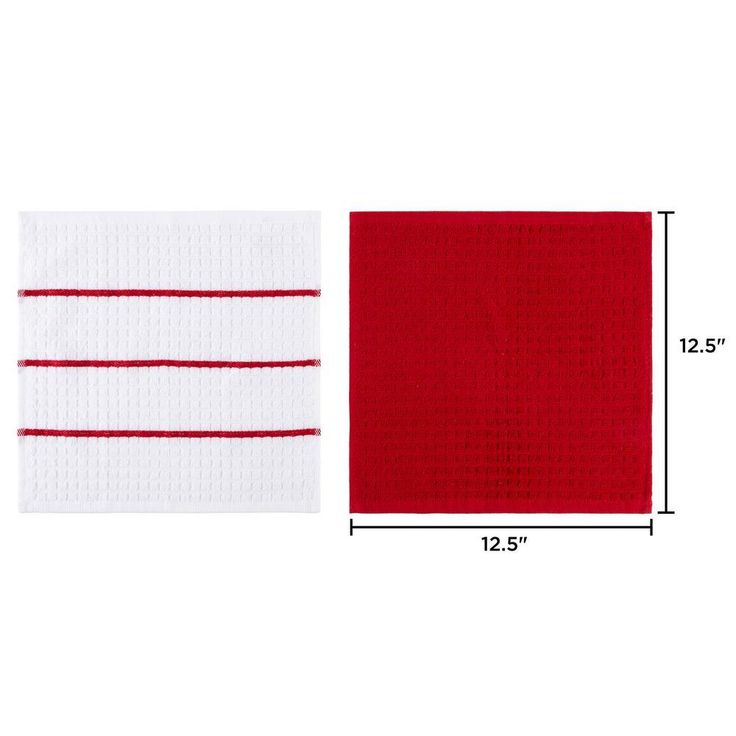 100% Cotton Solid and Striped Waffle Weave Set of 16 Dish Wash Clothes for Kitchen