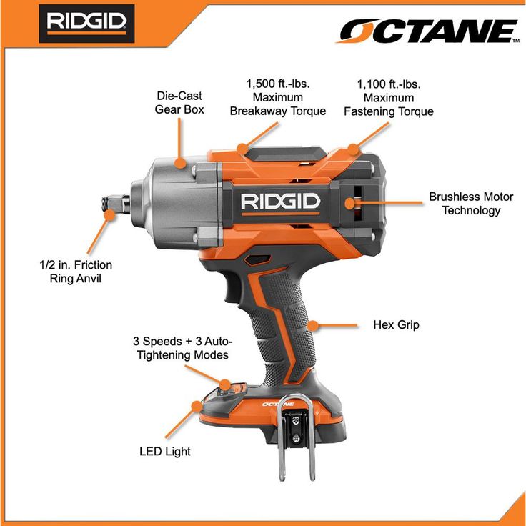 18-Volt OCTANE Cordless Brushless 1/2 in. High Torque 6-Mode Impact Wrench (Tool-Only) with Belt Clip