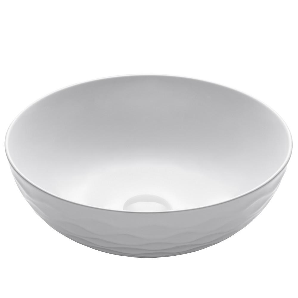 Viva 16-1/2 in. Round Porcelain Ceramic Vessel Sink in White - Super Arbor