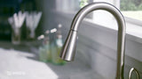 Moen Kleo Single-Handle Pull-Down Kitchen Faucet with Power Clean, Spot Resist Stainless, with Soap Dispenser