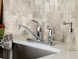 Moen Adler Single-Handle Low Arc Standard Kitchen Faucet with Side Sprayer in Chrome