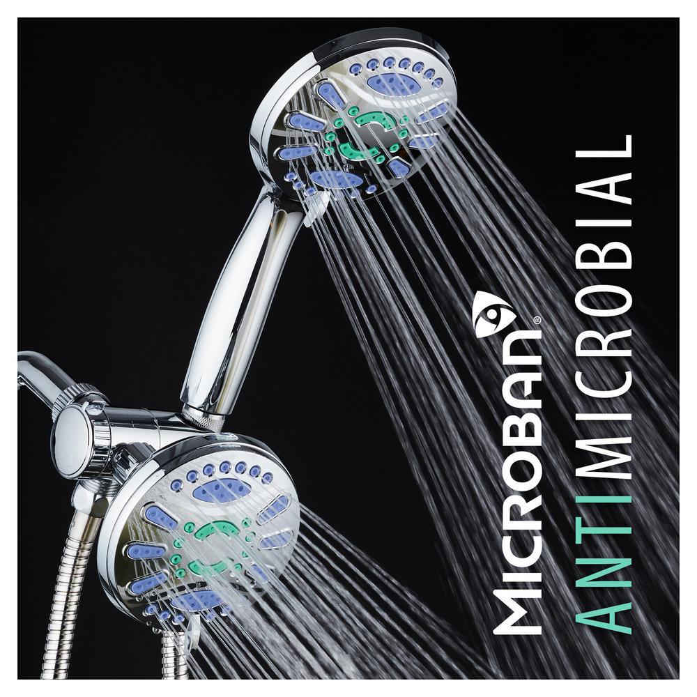 Antimicrobial 48-Spray 4.3 in. High Pressure 3-Way Dual Shower Head and Handheld Shower Head Combo in Chrome - Super Arbor