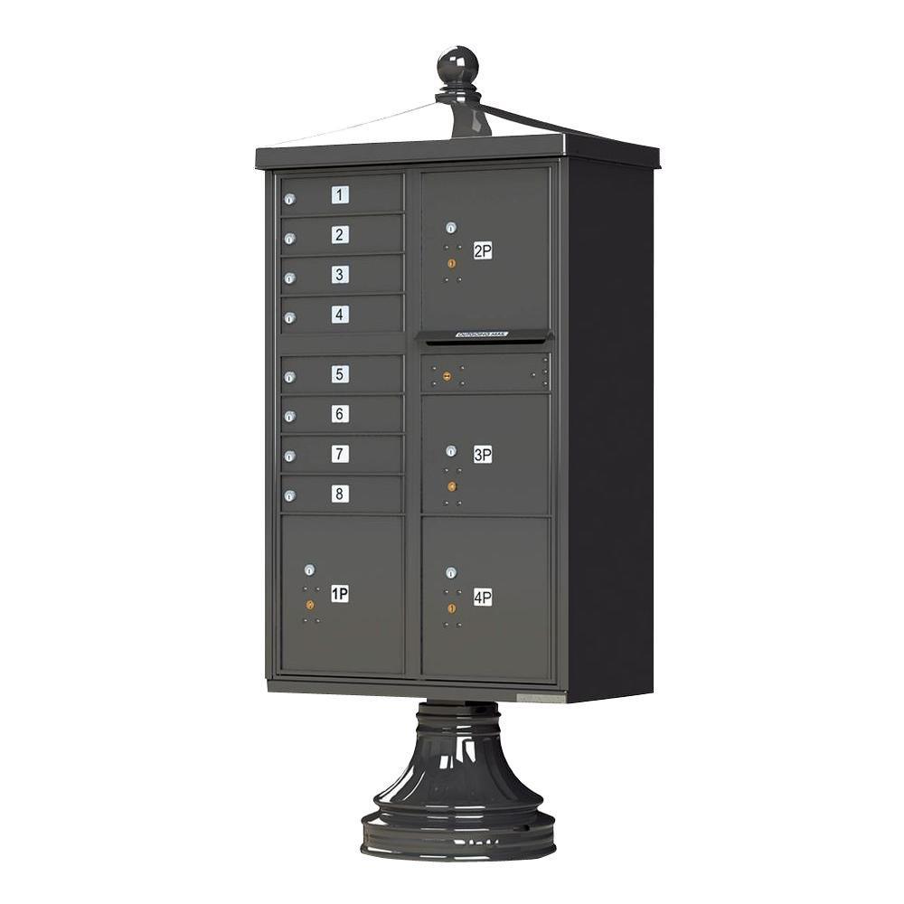 Vital 1570 8 Mailboxes 2 Parcel Lockers 1 Outgoing Pedestal Mount Cluster Box Unit - Super Arbor
