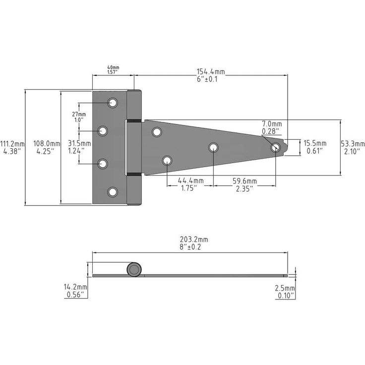 Everbilt 6 in. x 6 in. Zinc-Plated Gate Tee Hinge