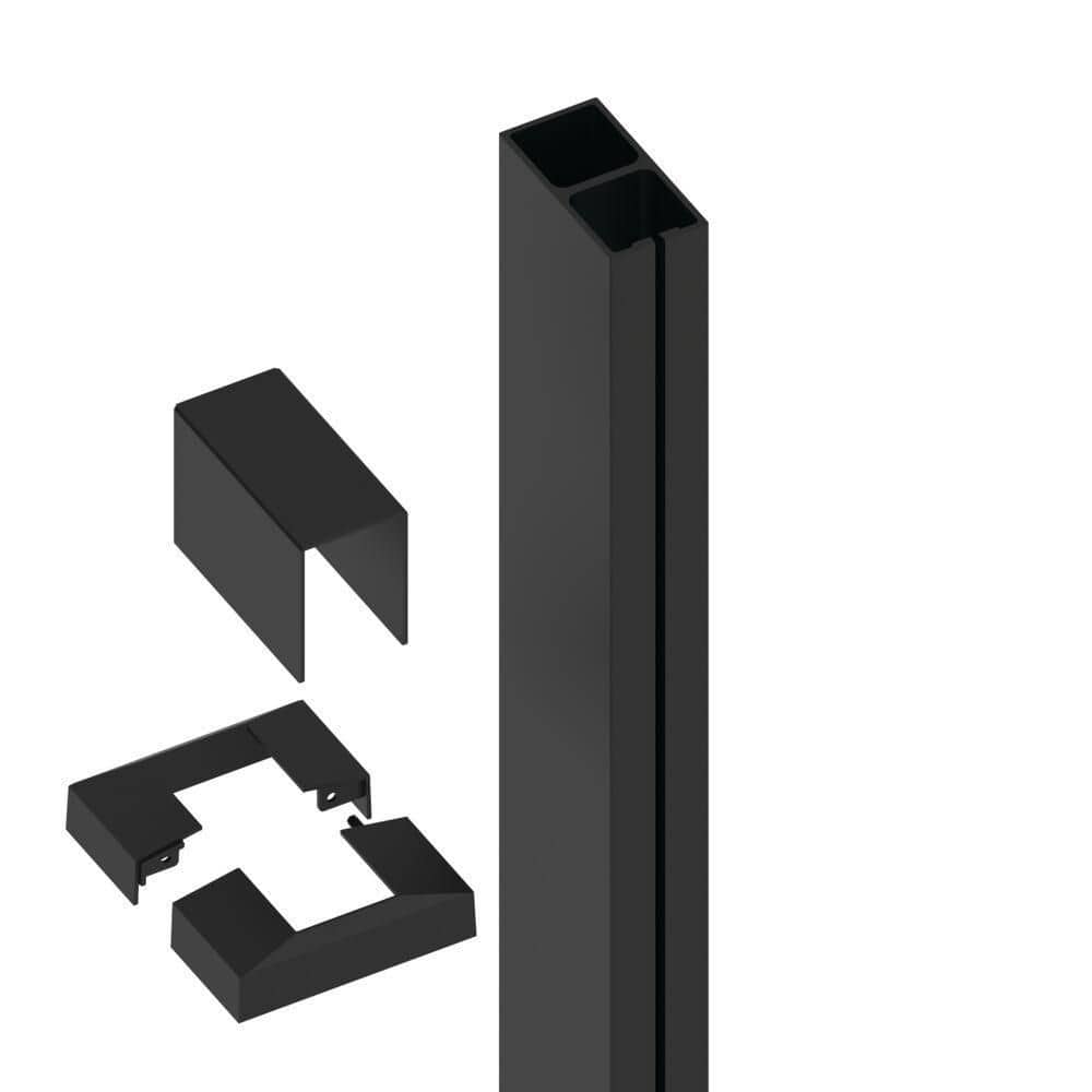 Elevation Aluminum 5.25 in. x 4.81 in. x 3.5 ft. Matte Black Deck End Post for Cable Railing System