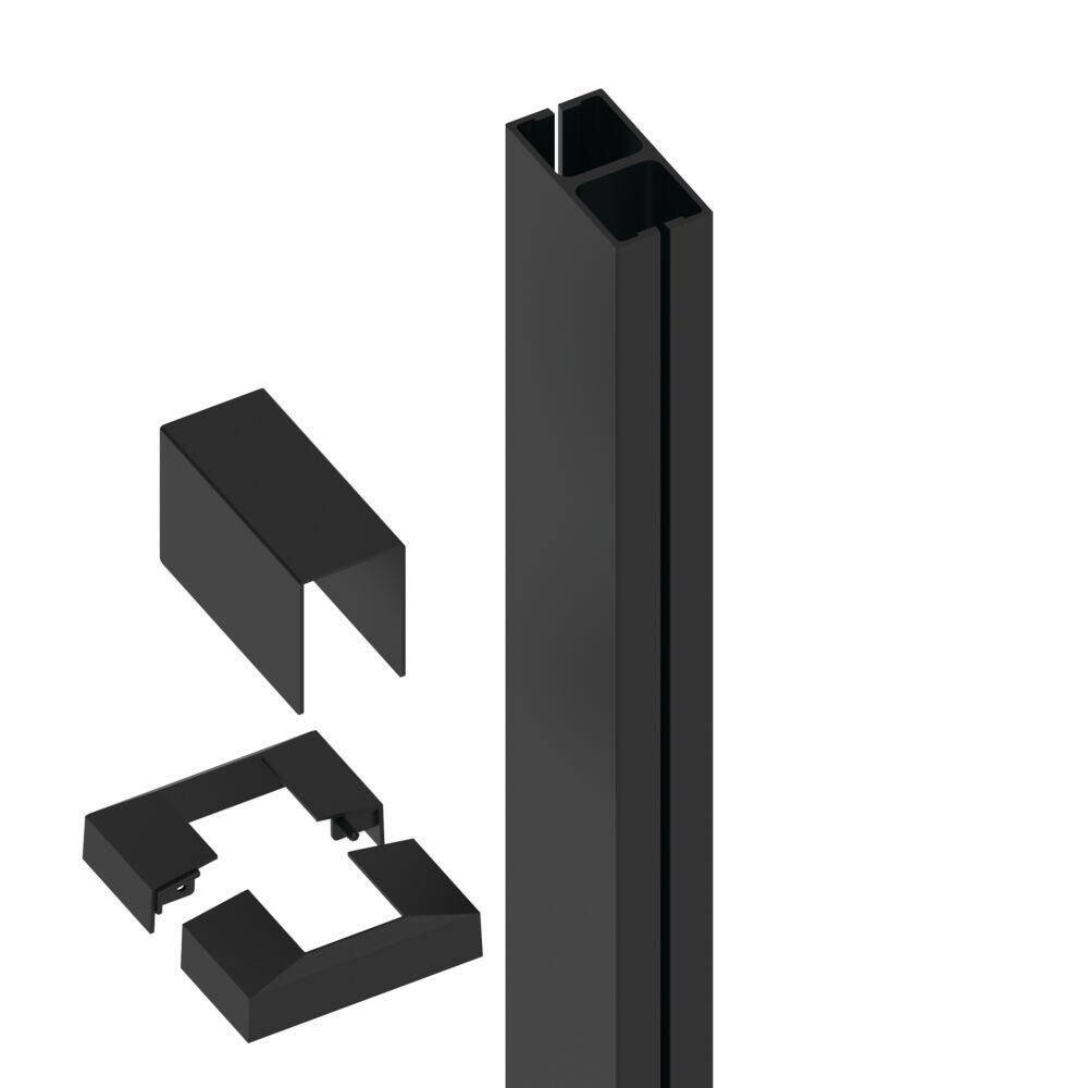 Elevation Aluminum 5.25 in. x 4.81 in. x 3.5 ft. Matte Black Line Mid Post for Cable Railing System