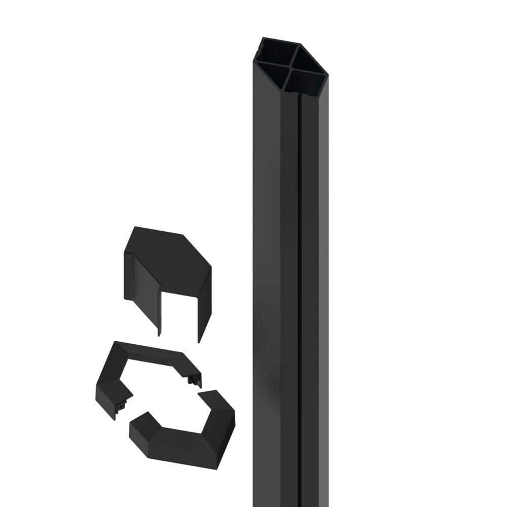 Elevation Aluminum 8.75 in. x 5.38 in. x 3.5 ft. Matte Black Corner Post for Cable Railing System