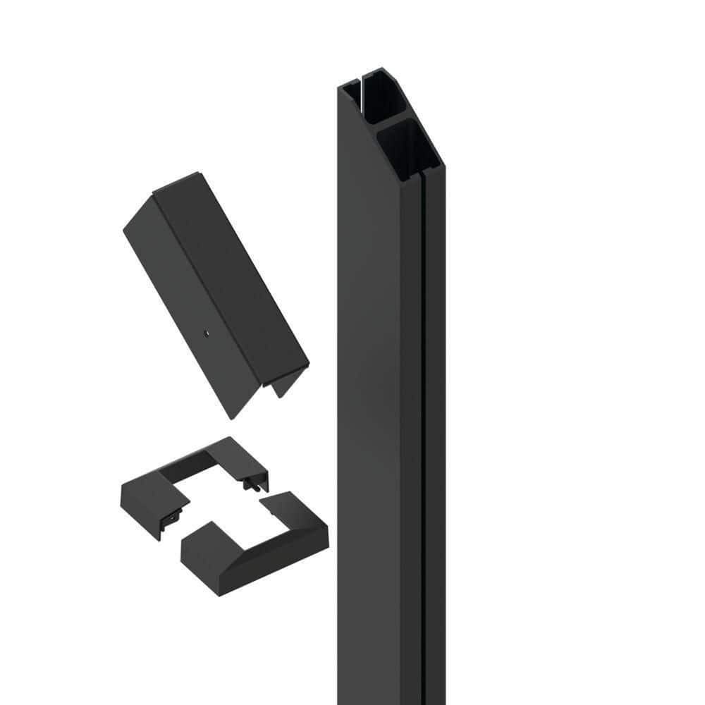 Elevation Aluminum 5.25 in. x 4.81 in. x 3.5 ft. Matte Black Stair Line Mid Post for Cable Railing System