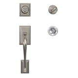 Schlage Custom Addison Matte Black Single Cylinder Door Handleset with Hobson Glass Door Knob