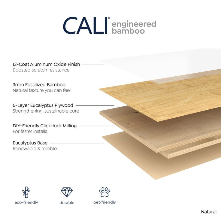 CALI Fossilized Natural Bamboo 5-5/16-in W x 9/16-in T x 72-in Smooth/Traditional Engineered Hardwood Flooring (21.5-sq ft / Carton)