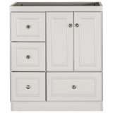 Ultraline 30 in. W x 21 in. D x 34.5 in. H Vanity with Left Drawers Cabinet Only in Satin White - Super Arbor