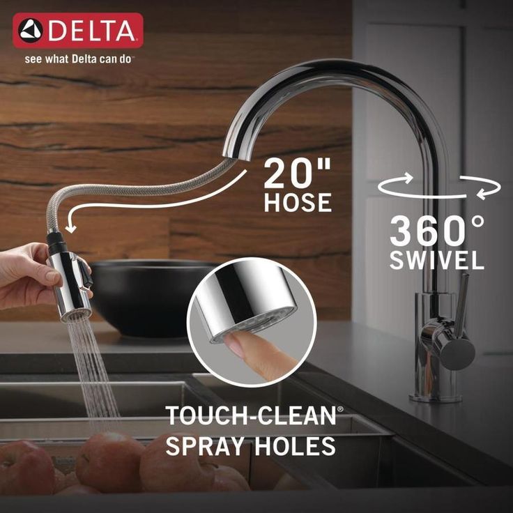 Delta Trinsic Chrome 1-Handle Deck-Mount Pull-Down Handle Kitchen Faucet