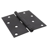 4 in. Matte Black Square Corner Smooth Action Hinge (3-Pack)